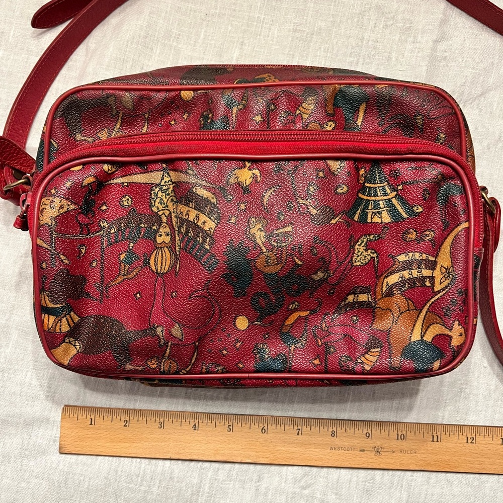 Vintage 90s Piero Guidi Magic Circus Red Shoulder Bag - Picture 2 of 11
